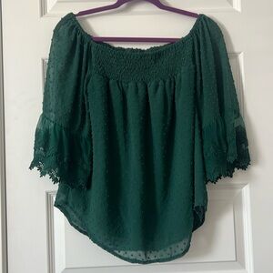 Off the shoulder Green top